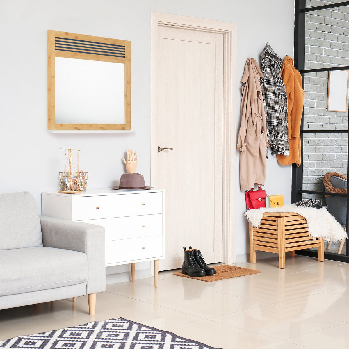Wall mirror with shelf