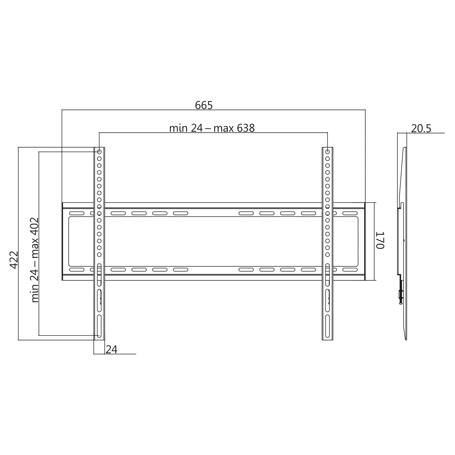 Wall mount TV 37-70" Fixed