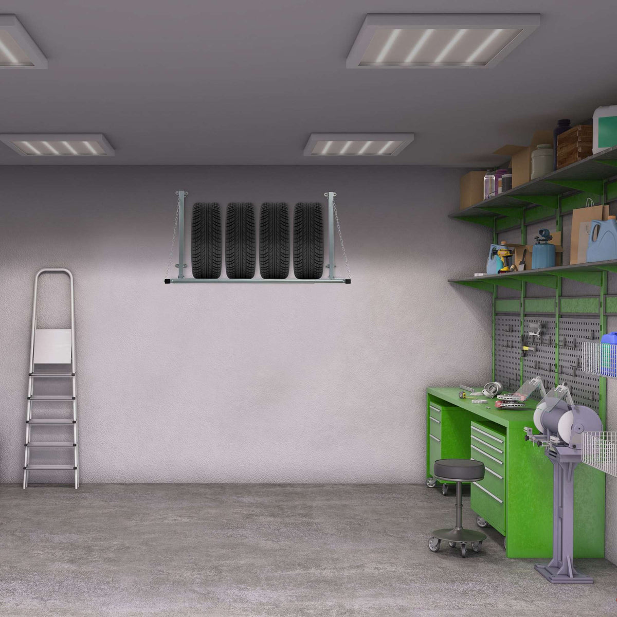 Wall-mounted tire holder