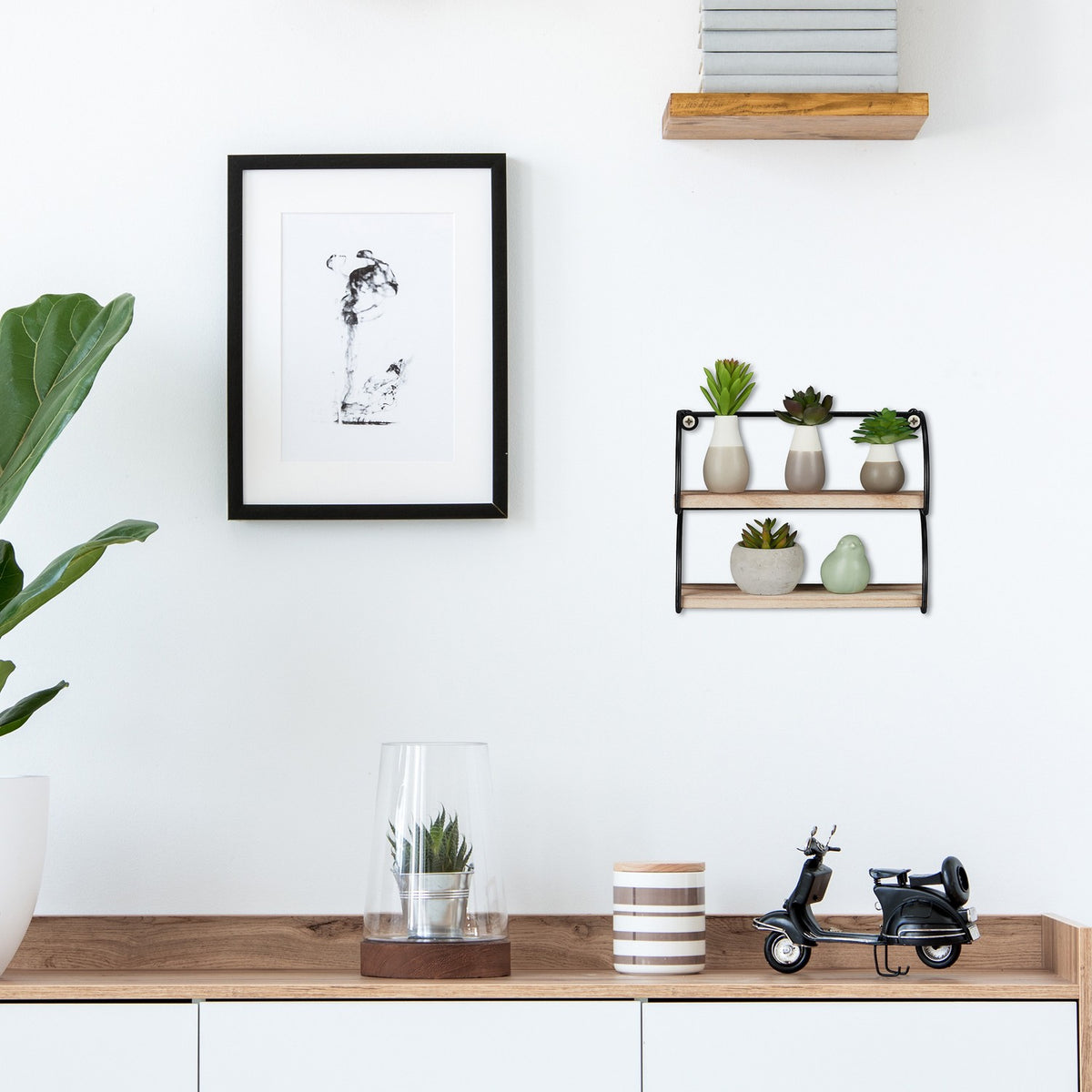 Wall shelf industrial style 2 shelves