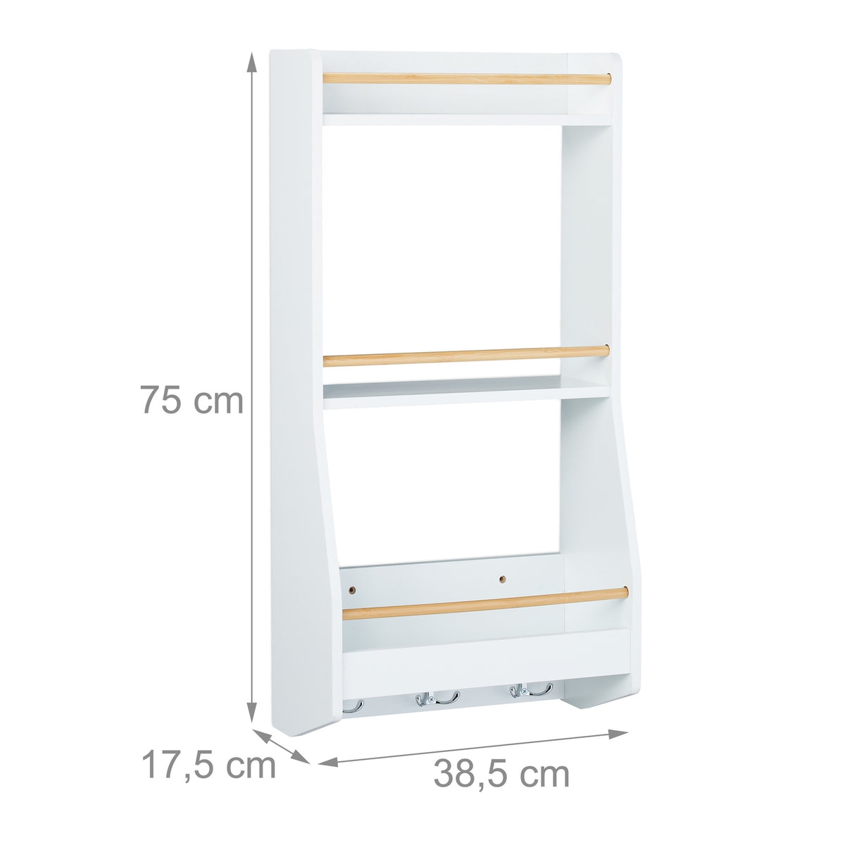 Wall shelf with 6 hooks