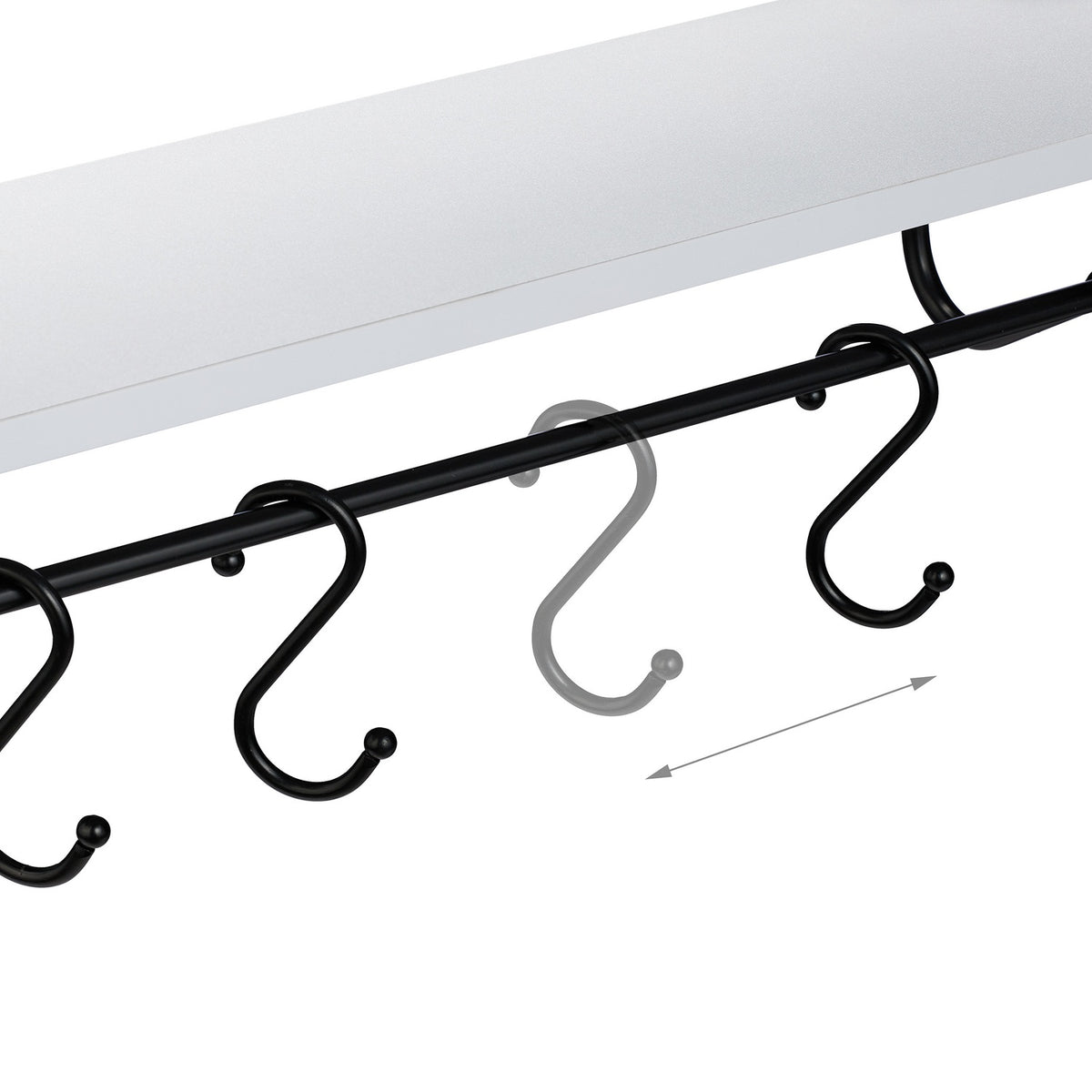 Wall shelf with hook bar