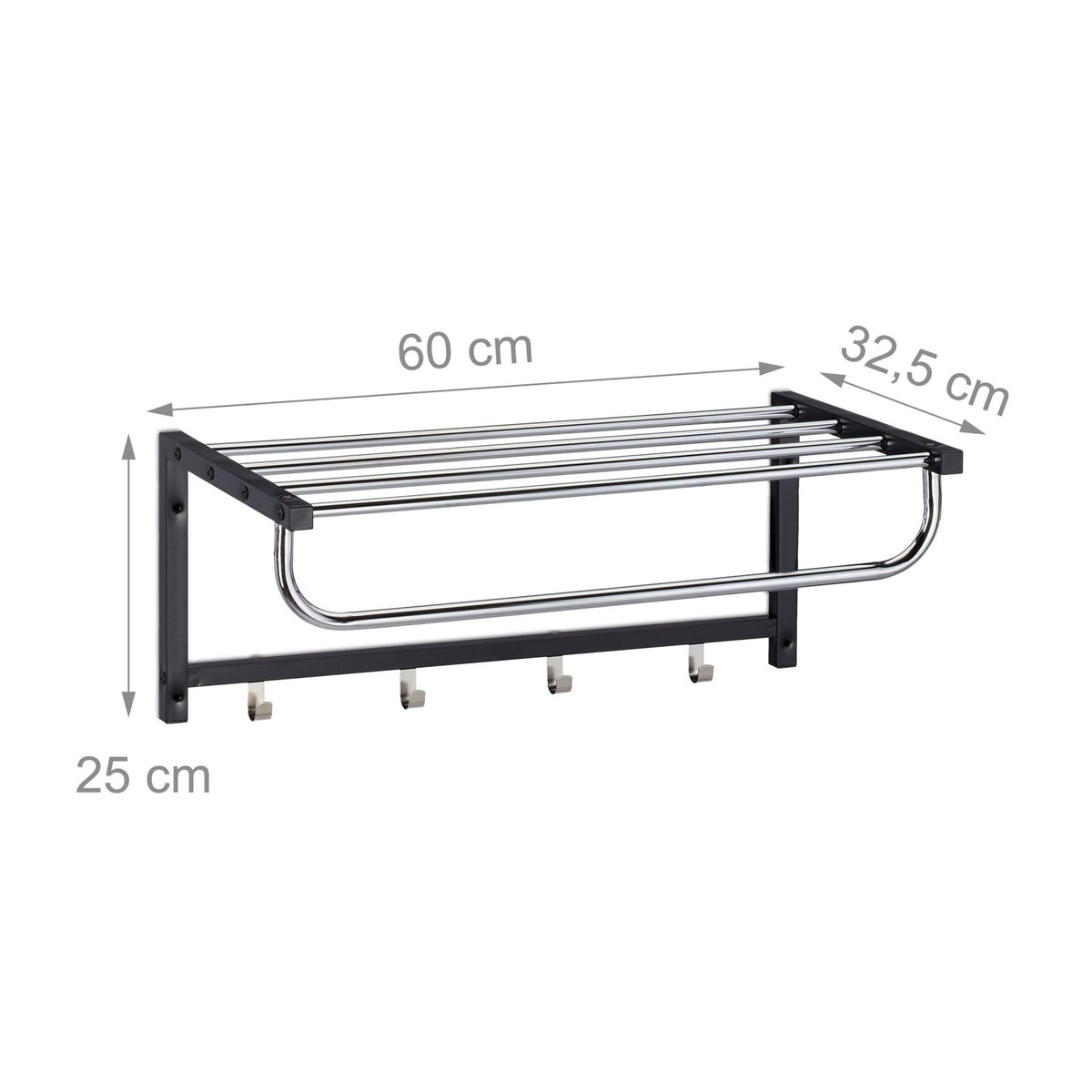 Wall shelf with hook strip