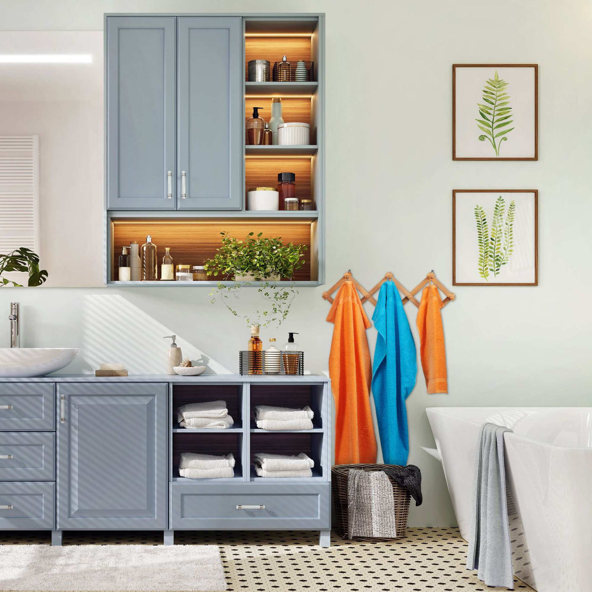 Wall shelf wood foldable