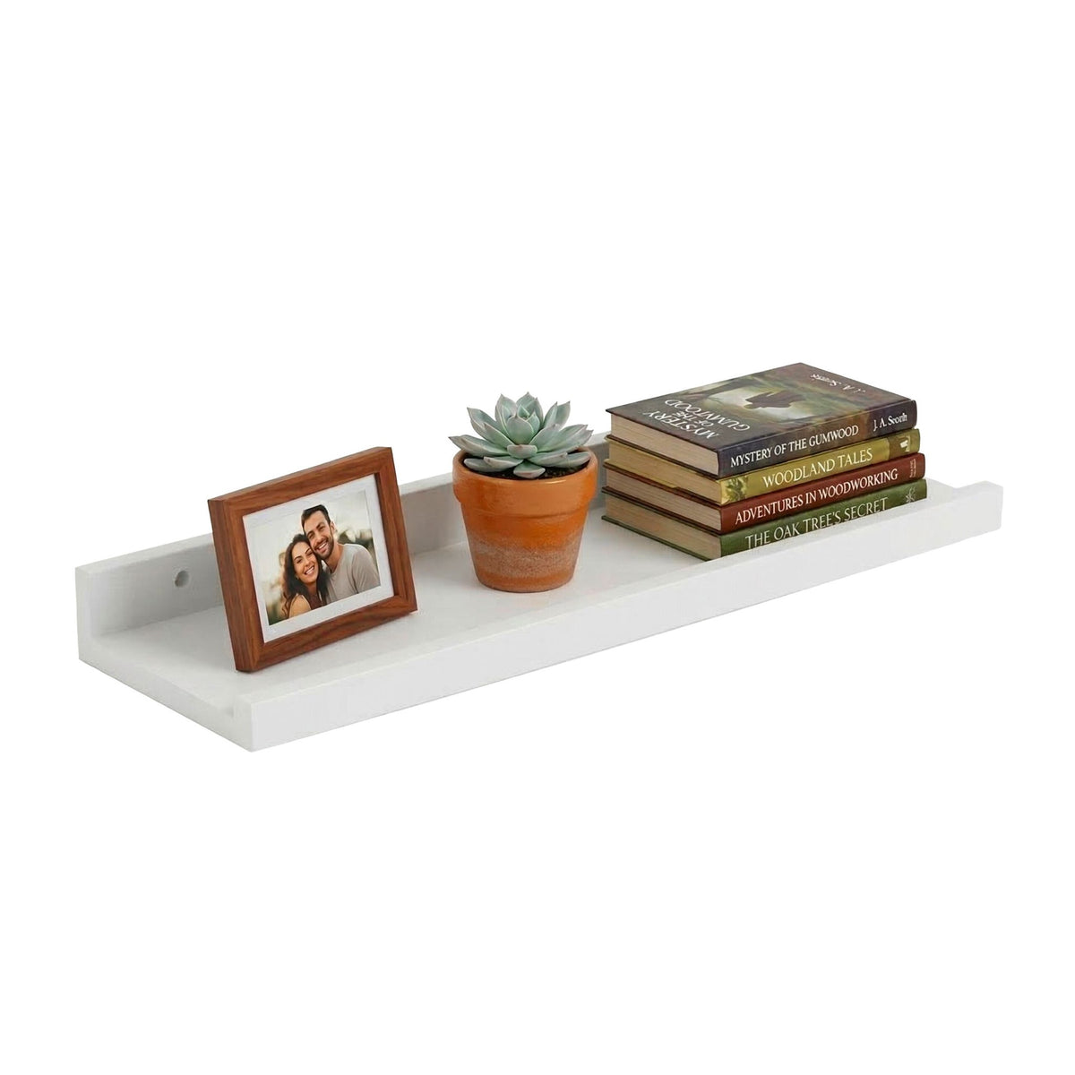 Walnut Wall Shelf – Wooden Picture Ledge, 40cm