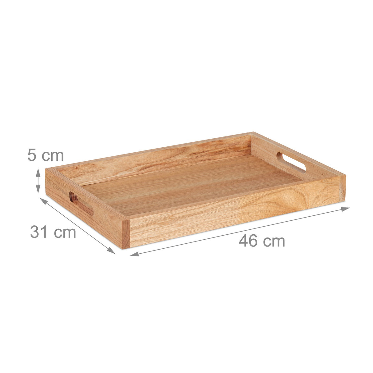 Walnut Wood & MDF Large Serving Tray with Handles