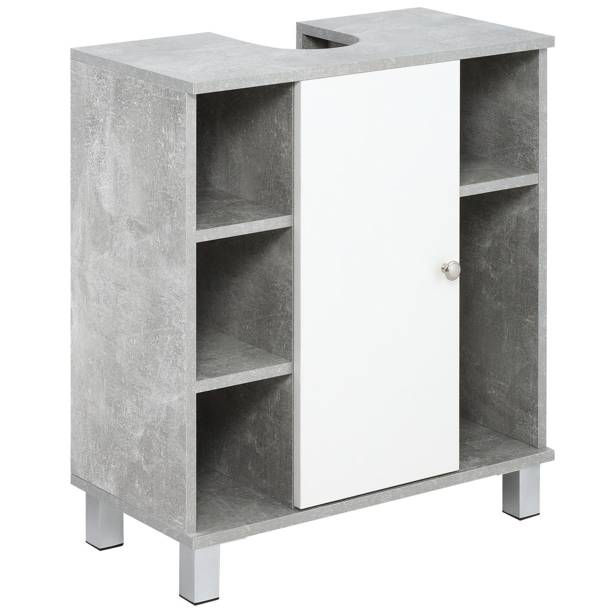 Washbasin Base Cabinet Bathroom Cabinet Gray + White Vanity Unit Adjustable Shelves U-Shaped Chipboard