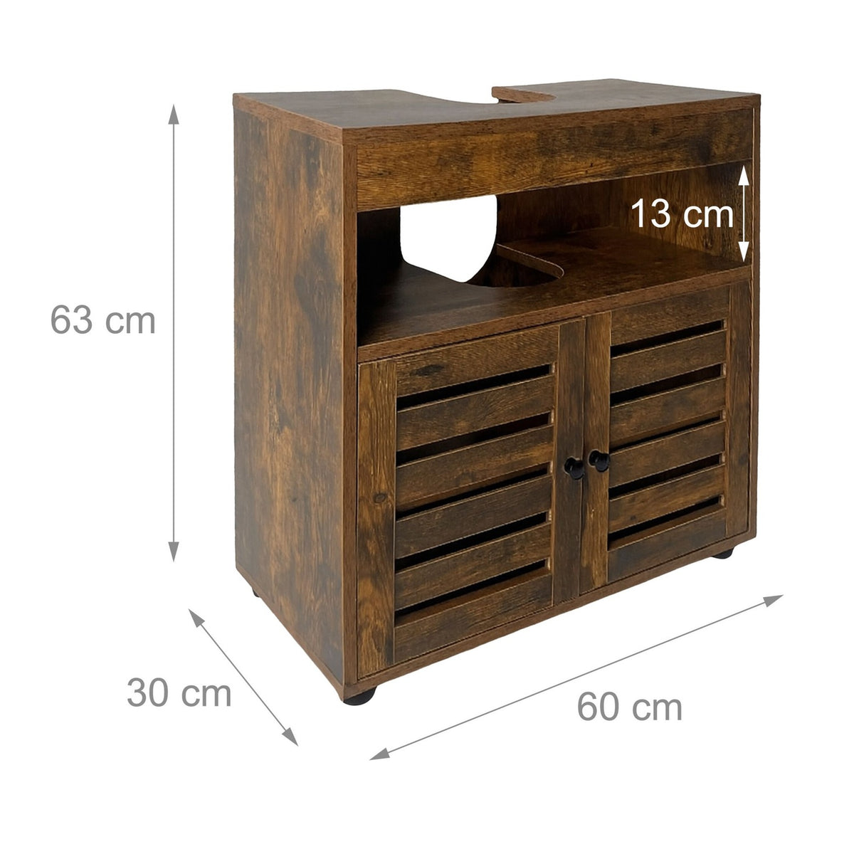 Washbasin Cabinet with Slatted Doors – Under-Sink Storage