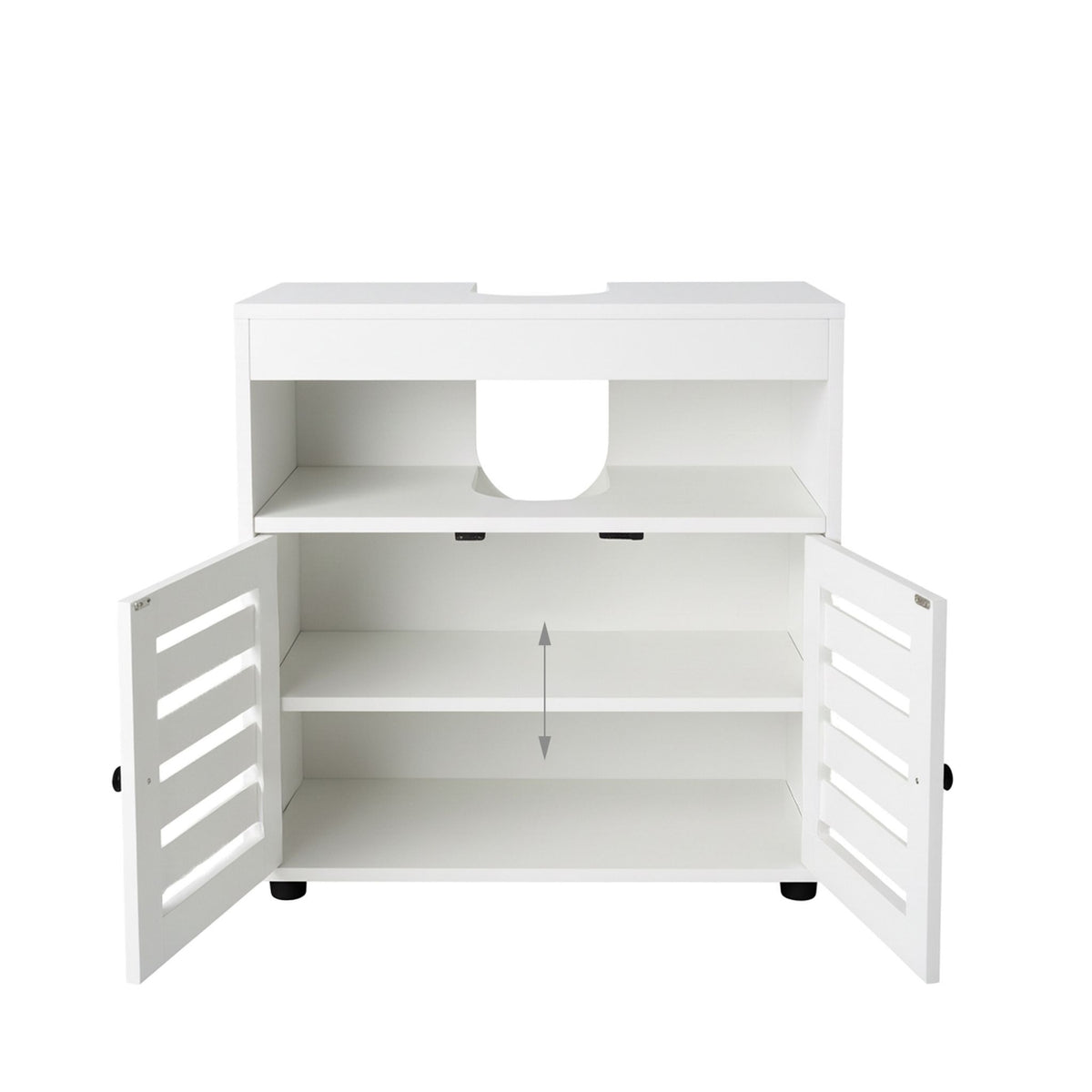 Washbasin Cabinet with Slatted Doors, Under-Sink Storage