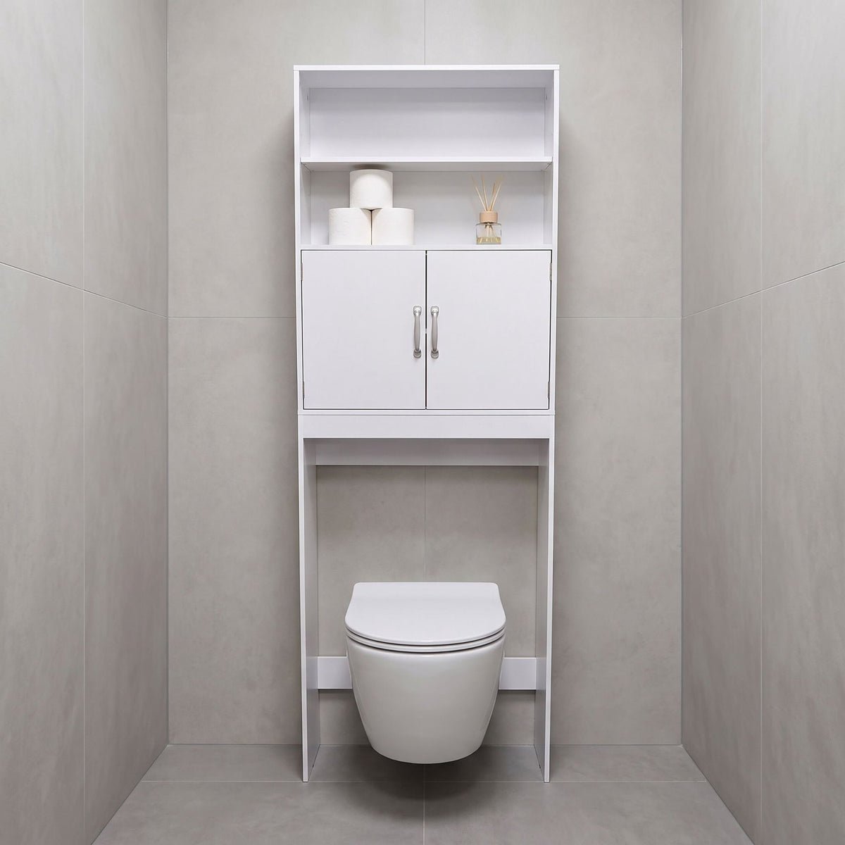 Washing Machine Cabinet, 2 Doors, White, Engineered Wood