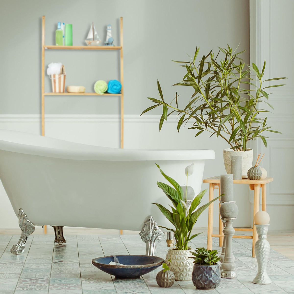Washing machine shelf in bamboo
