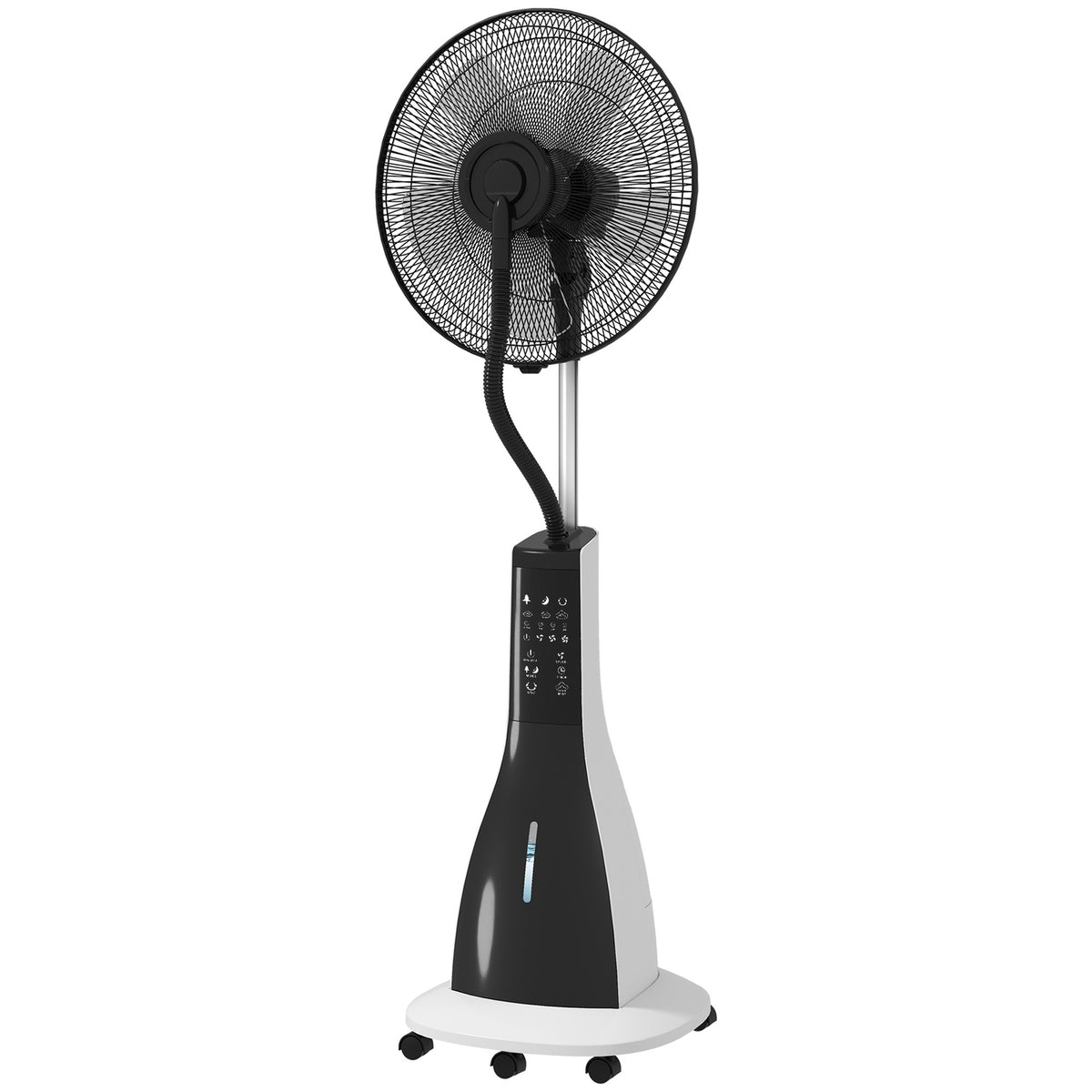 Water Cooling Fan Stand Fan with Spray Mist Remote Control Timer Oscillating 3 Levels 3L Water Tank 90W Water Fan with Wheels 125cm