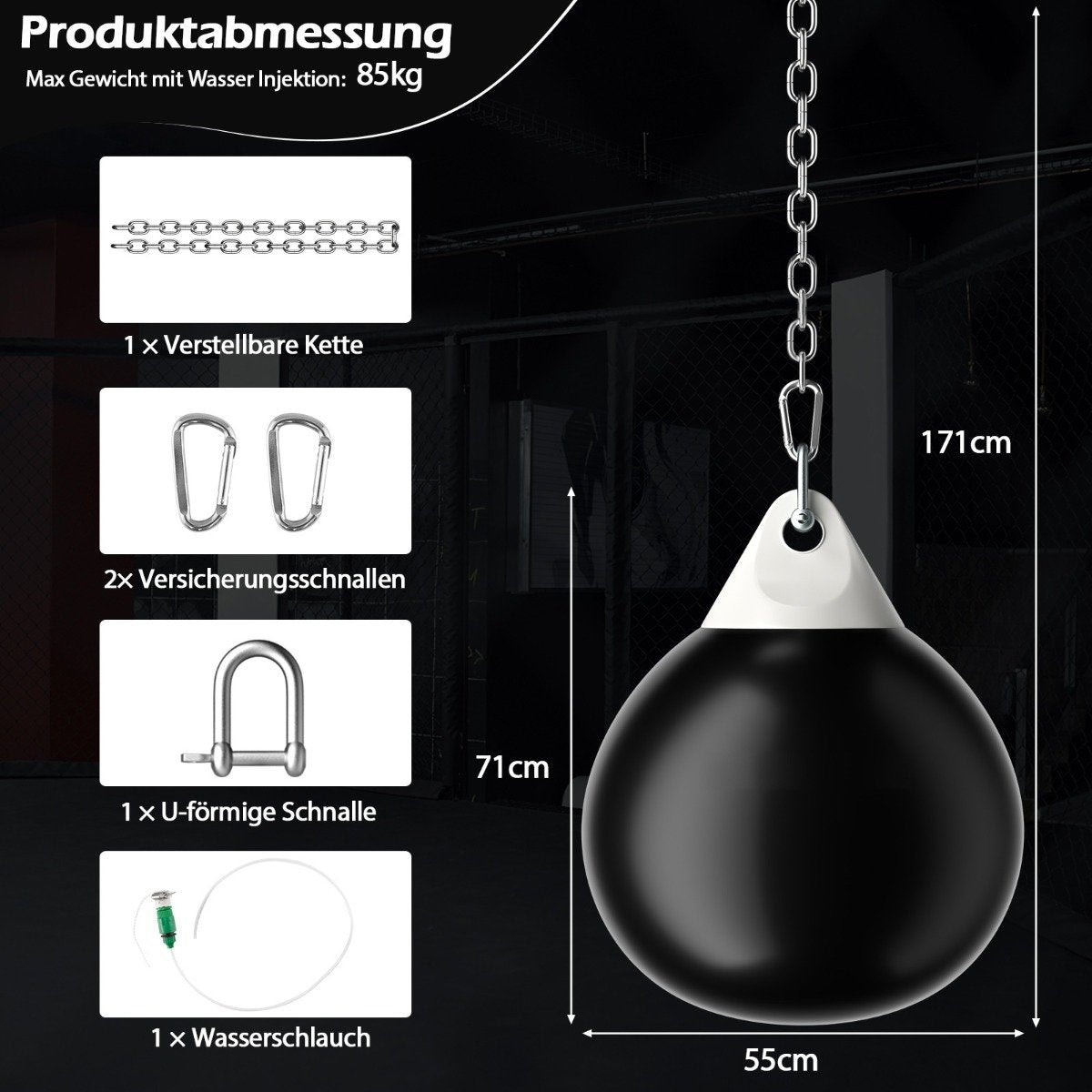 Water-Filled Punching Bag with Metal Chain & Hose