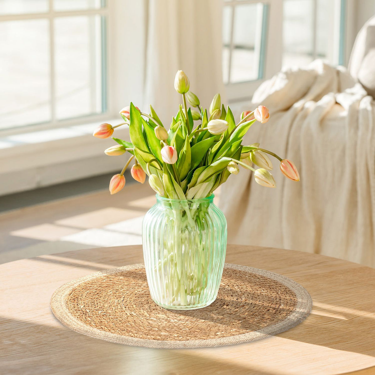 Water Hyacinth Placemats, Set of 10, Round Design