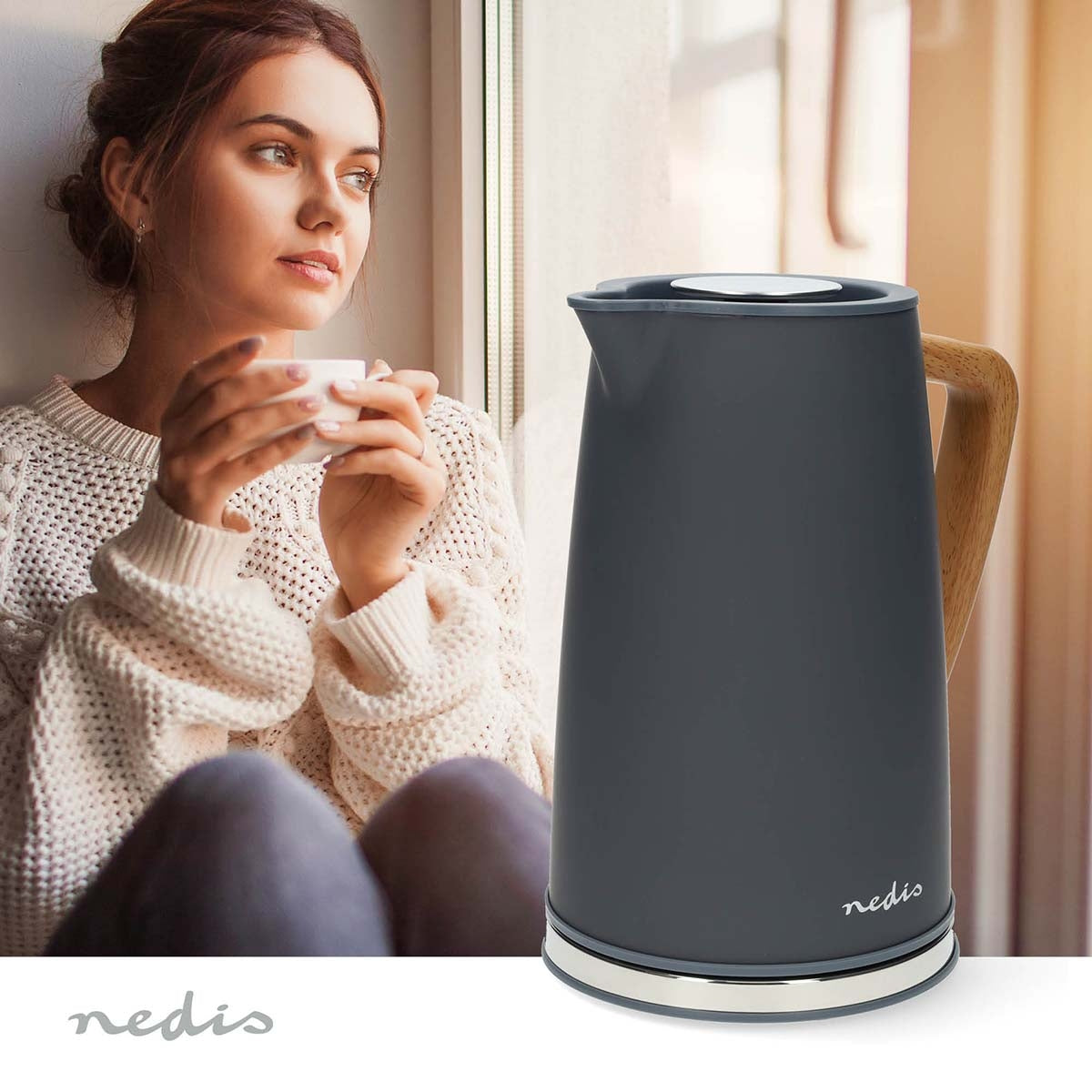 Water boiler | 1.7 l | Soft-Touch | Gray | Rotatable 360 degrees | Concealed heating element | Strix® Control | Boil-dry function
