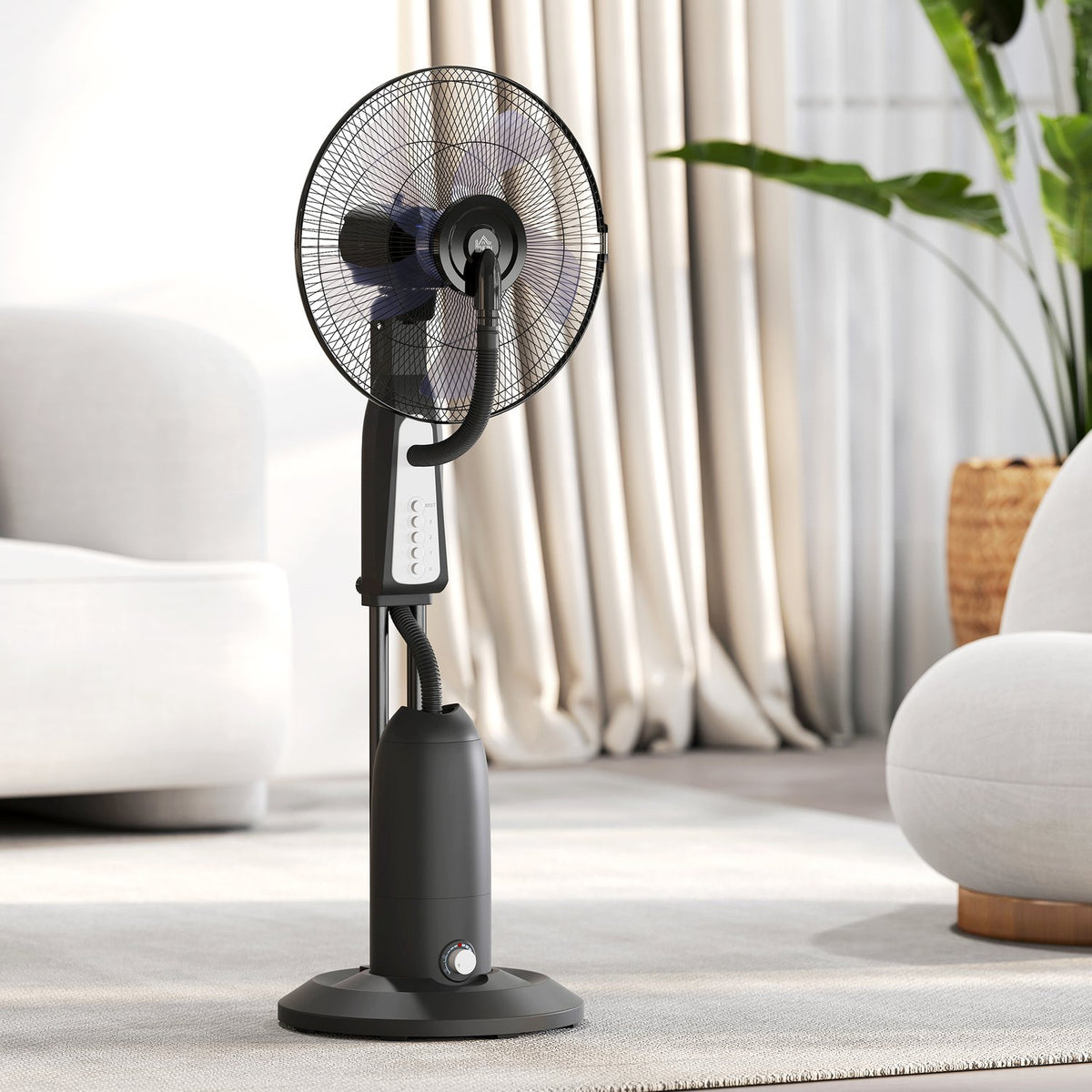 Water cooling fan, pedestal fan with adjustable spray mist, 3 speeds, 3 L water tank, 75° oscillating, 90 W water fan with wheels, 125 cm |