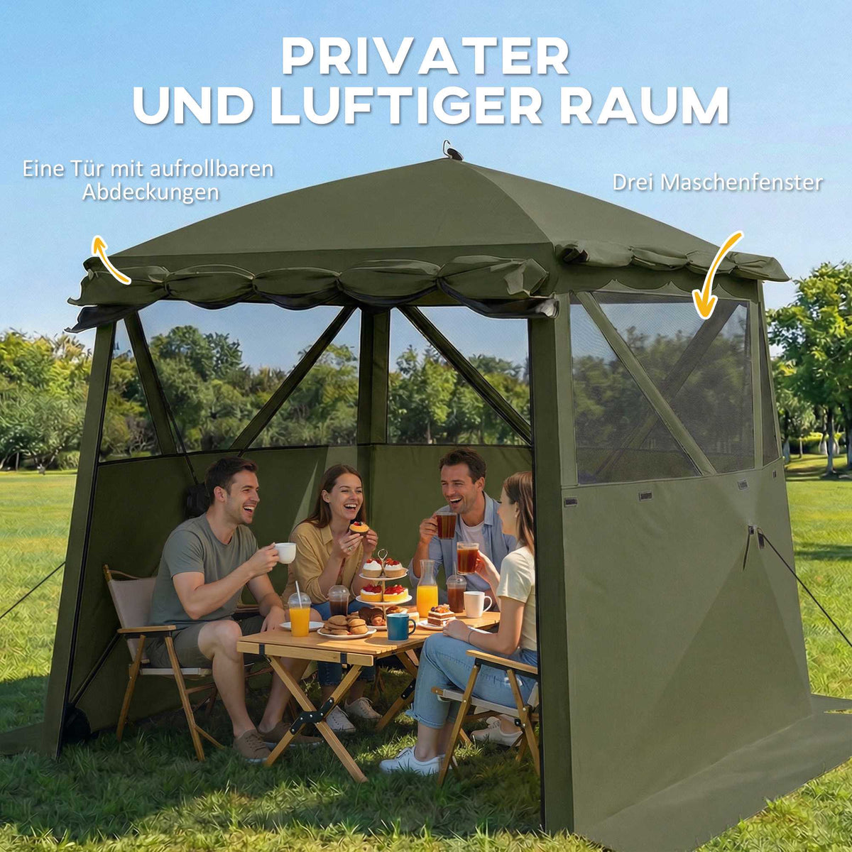 Waterproof 2x2m Pop-Up Gazebo with Mesh Windows