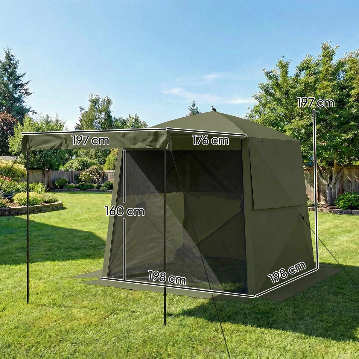 Waterproof 2x2m Pop-Up Gazebo with Mesh Windows