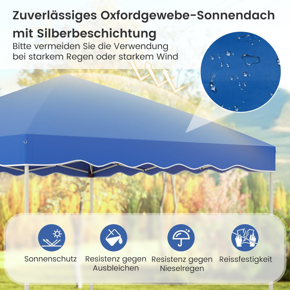 Waterproof 3x3m Pop-Up Gazebo with Roll Bag, Blue