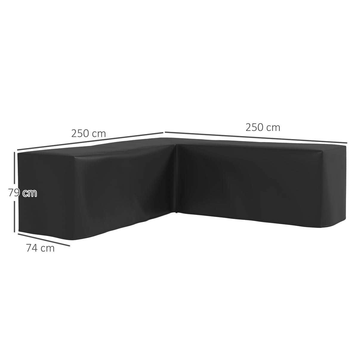 Waterproof L-Shaped Sofa Cover, 250x250x79 cm, Black