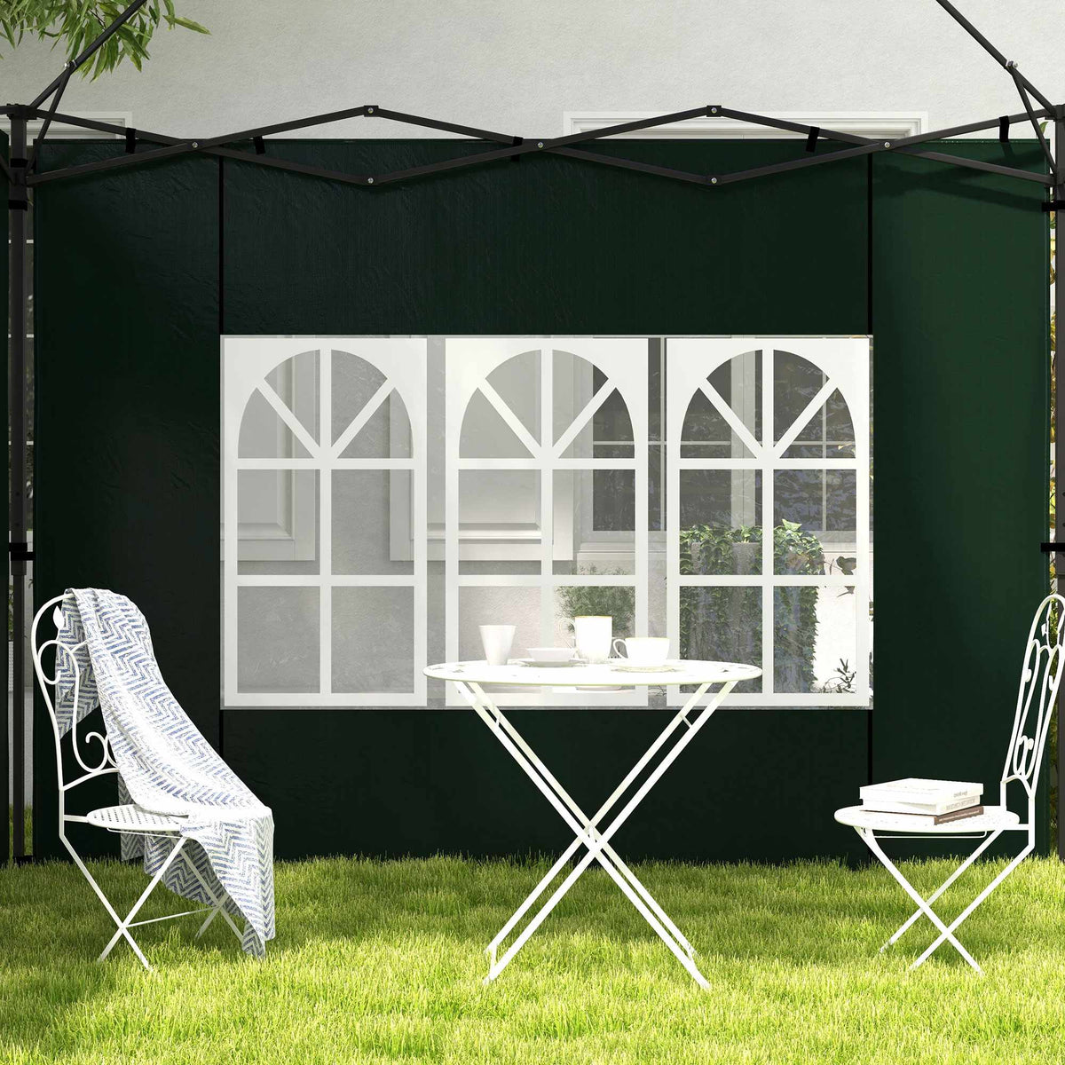 Waterproof Pavilion Sidewalls with Windows, 2-Pack, Green