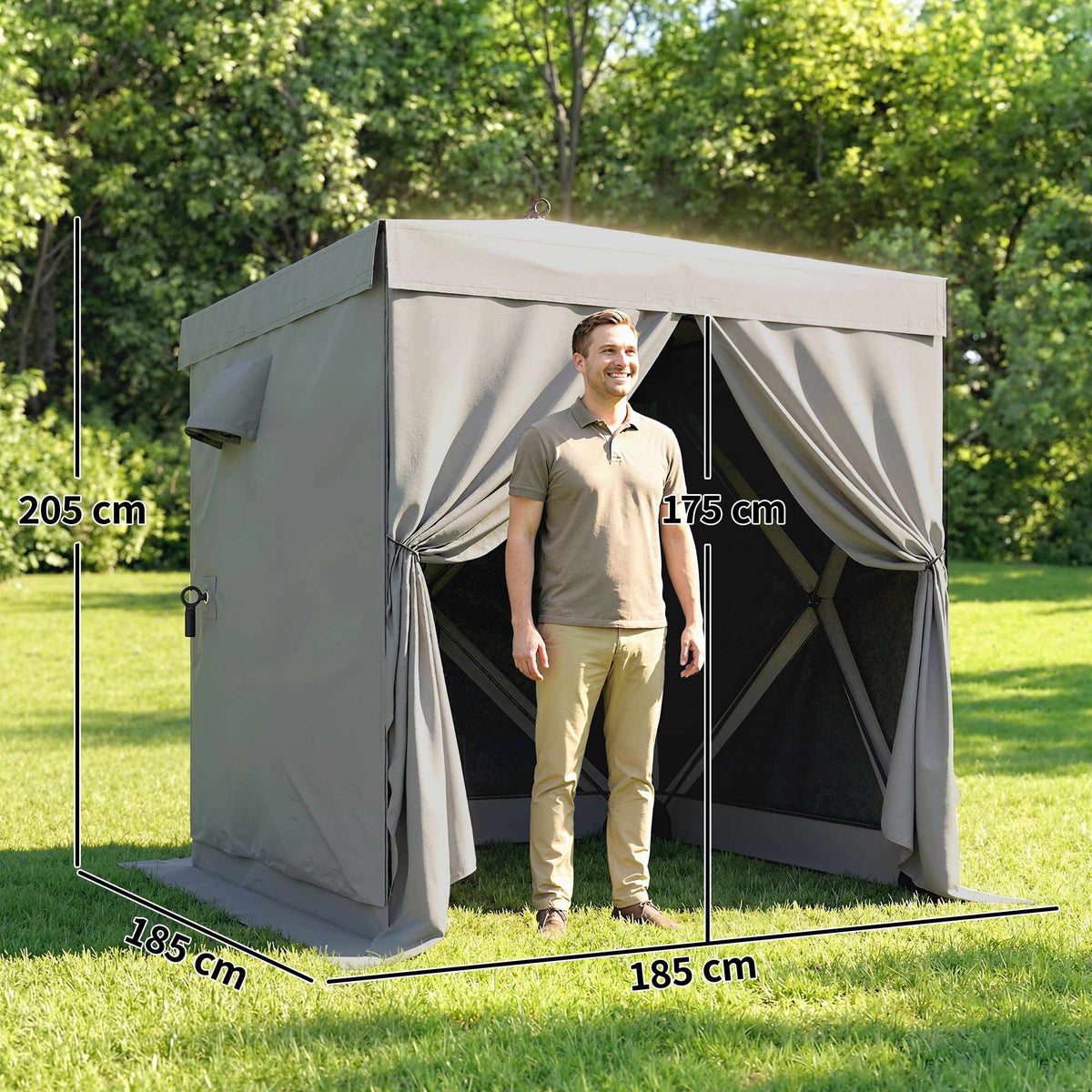 Waterproof Pop-Up Gazebo with Mesh Sides, 185x185 cm