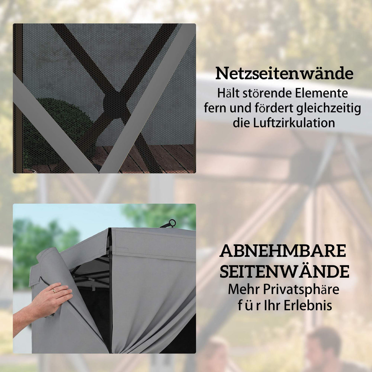 Waterproof Pop-Up Gazebo with Mesh Sides, 185x185 cm