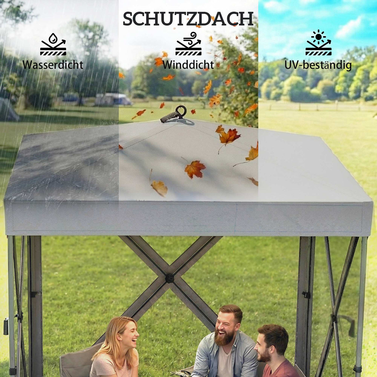 Waterproof Pop-Up Gazebo with Mesh Sides, 185x185 cm