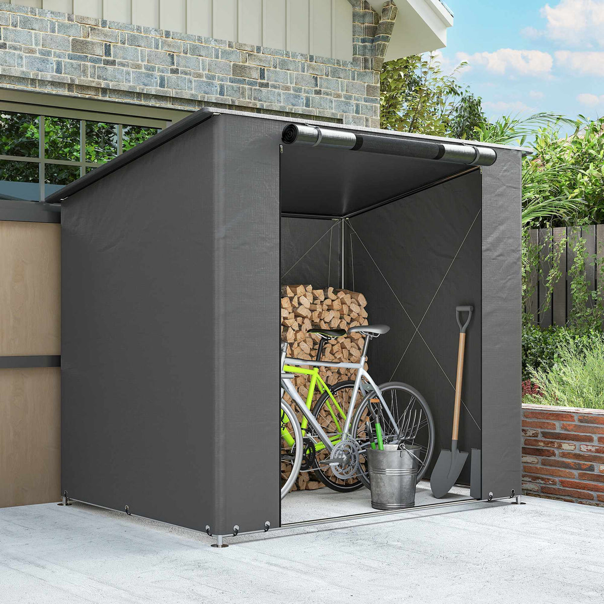 Waterproof Storage Tent 1.9x1.2m with Roll-Up Door
