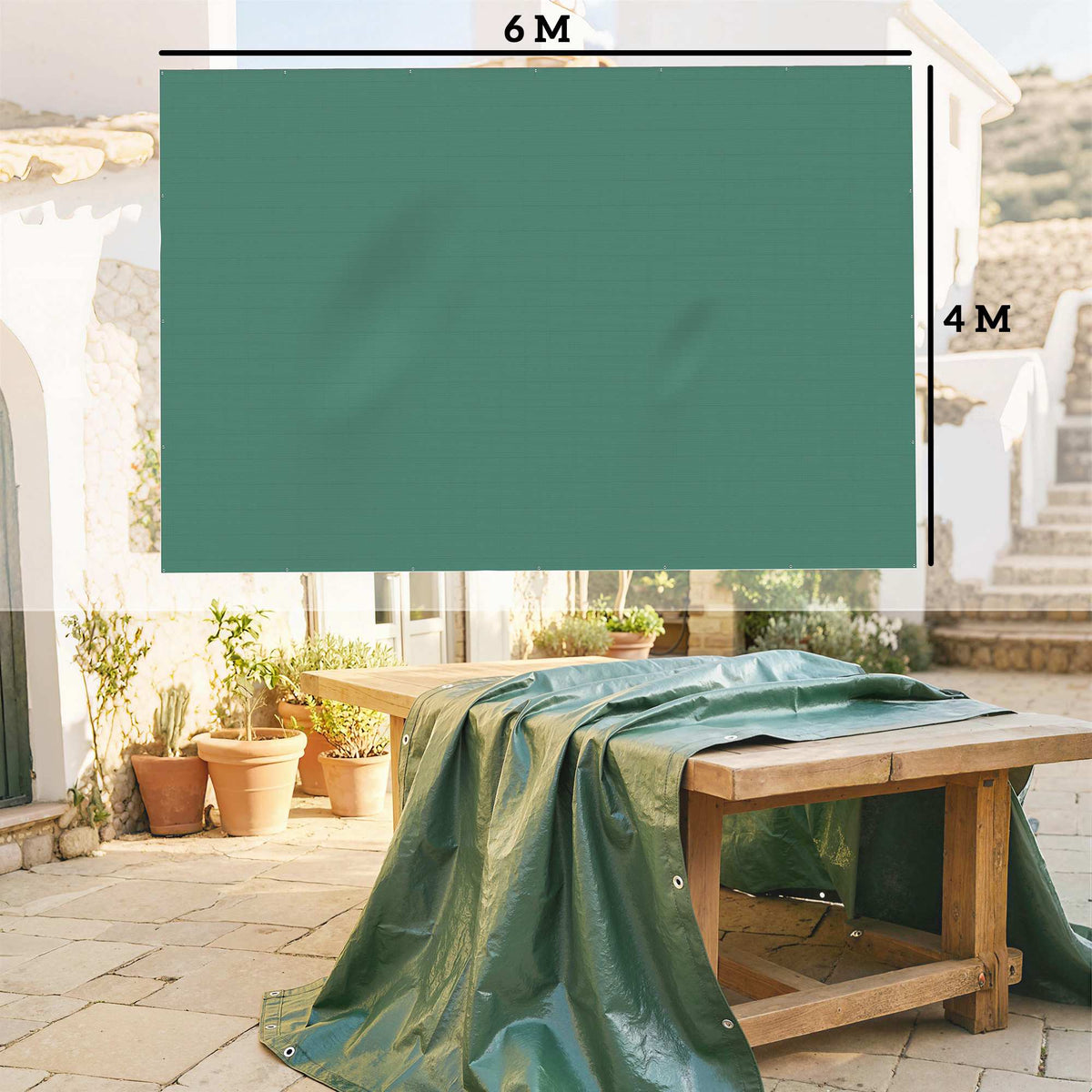 Waterproof Tarp 4x6m, Tear-Resistant, UV-Stable, Green