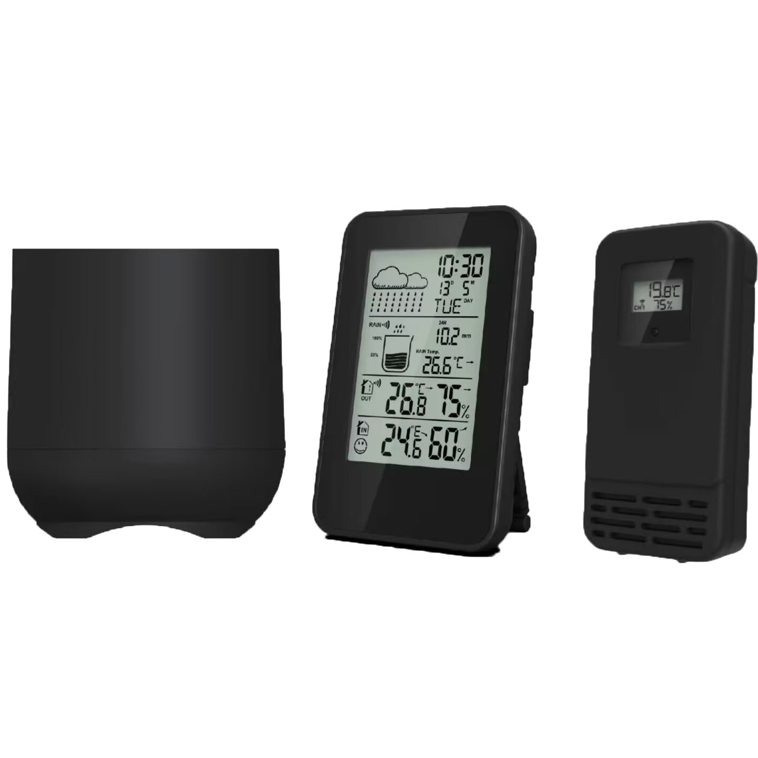 Weather Station with Clock, Calendar, Rain Gauge