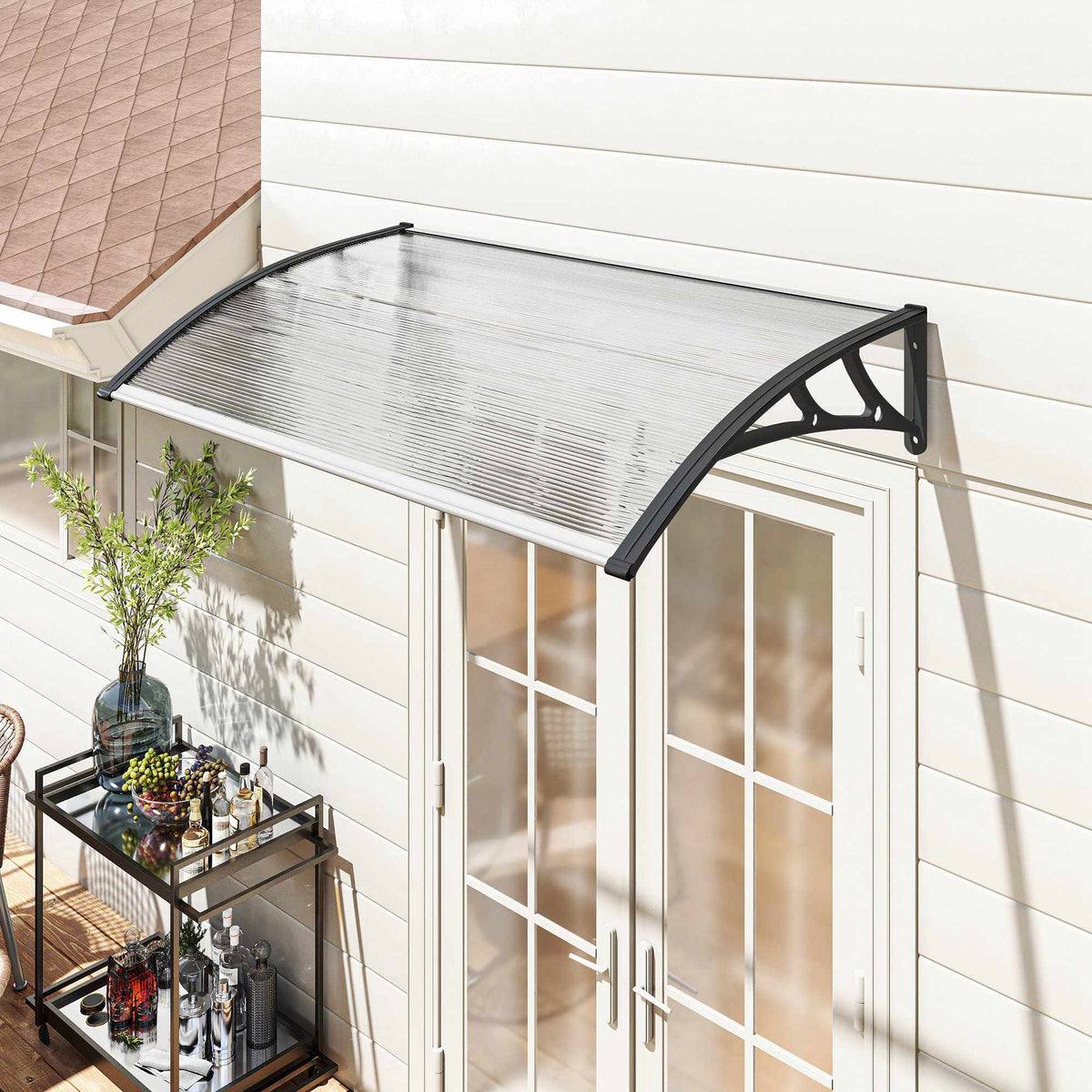 Weatherproof Door Canopy, Transparent Polycarbonate, 110x60 cm