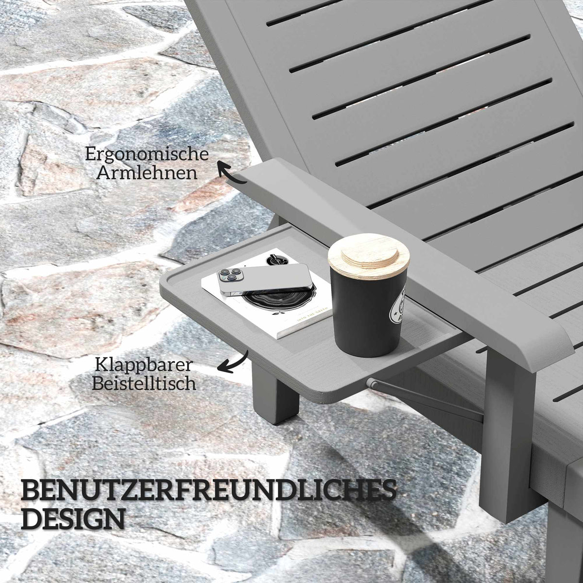 Weatherproof Garden Lounger Set with Adjustable Backrest