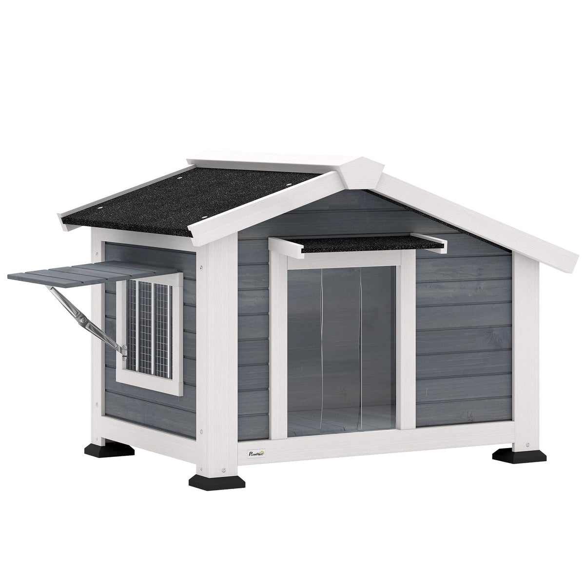 Weatherproof Wooden Dog House with Removable Floor, Grey