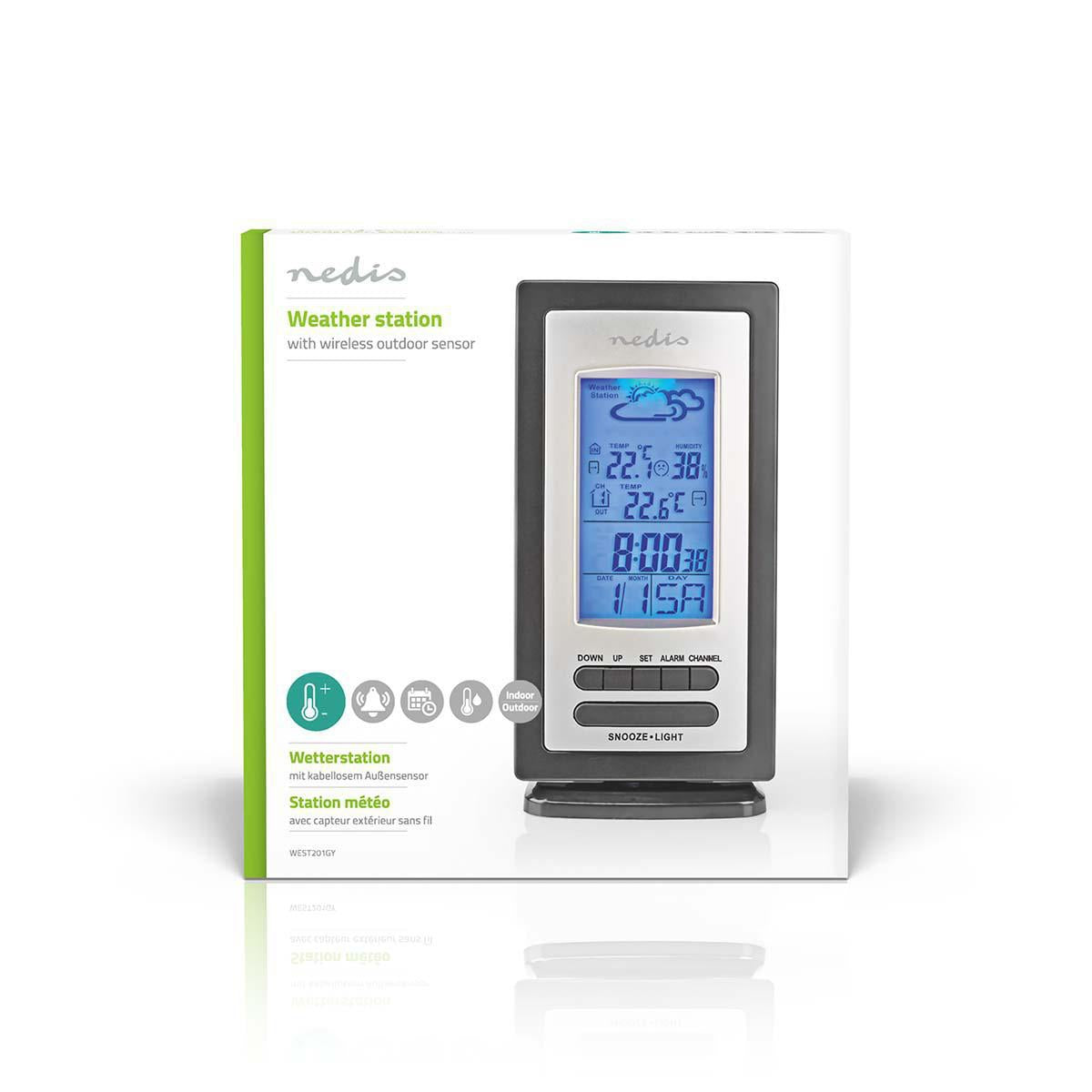 Weather station | Indoors & Outdoors | Including wireless weather sensor | Weather Forecast | Time display | LCD Screen | Alarm clock function