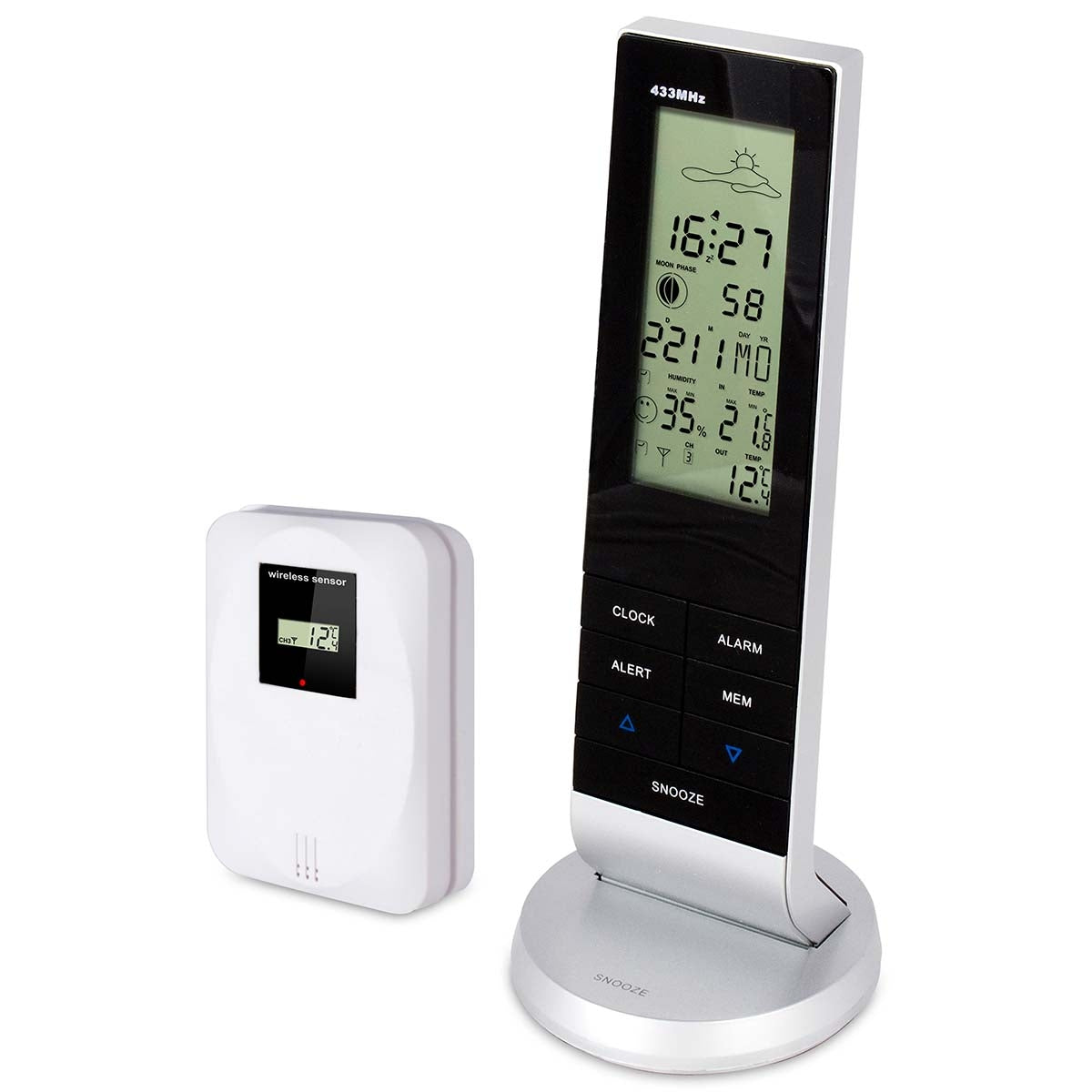 Weather station with wireless sensor Black / Silver