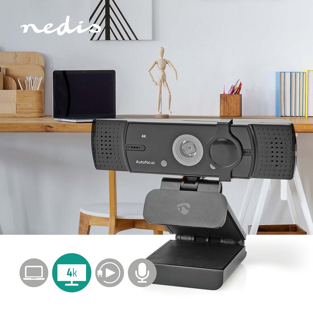 Webcam | Full HD@60fps / 4K@30fps | Autofocus | Built-in microphone | Black