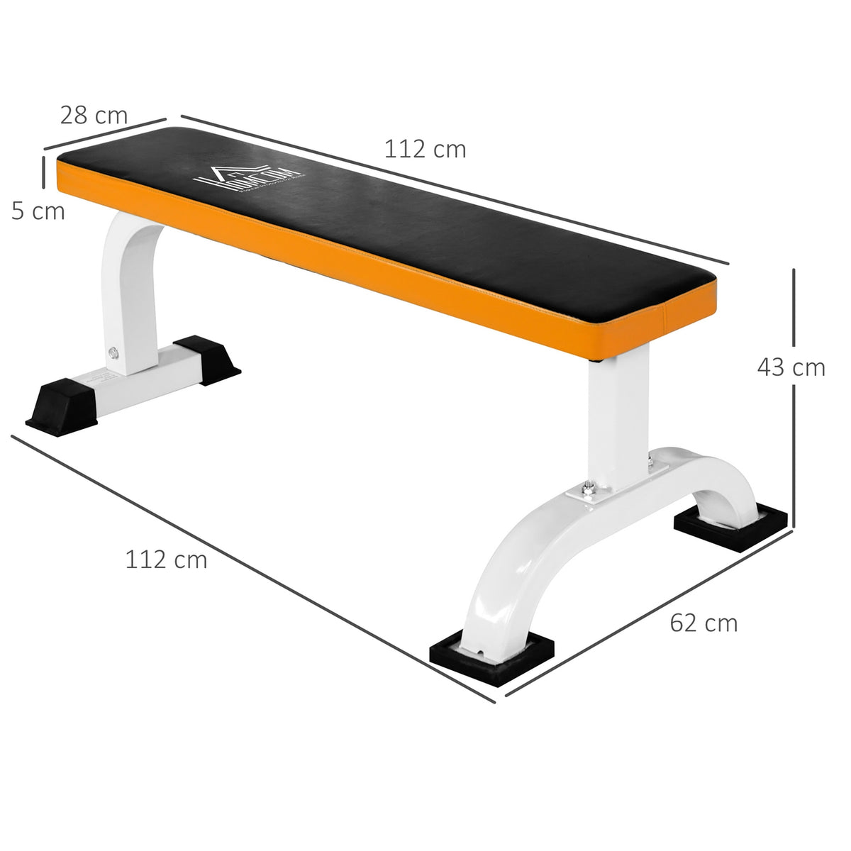 Weight Bench, Flat Bench, Fitness Bench, Multifunctional Training Bench, Steel, Black, 112X62X43 Cm, For Home