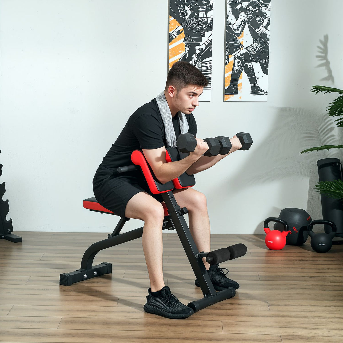 Weight Bench, Versatile Fitness Bench, Adjustable, Foldable Design, Bicep Curls, Barbell, Steel, up to 120kg, 103 x 65 x 67-98cm, Black