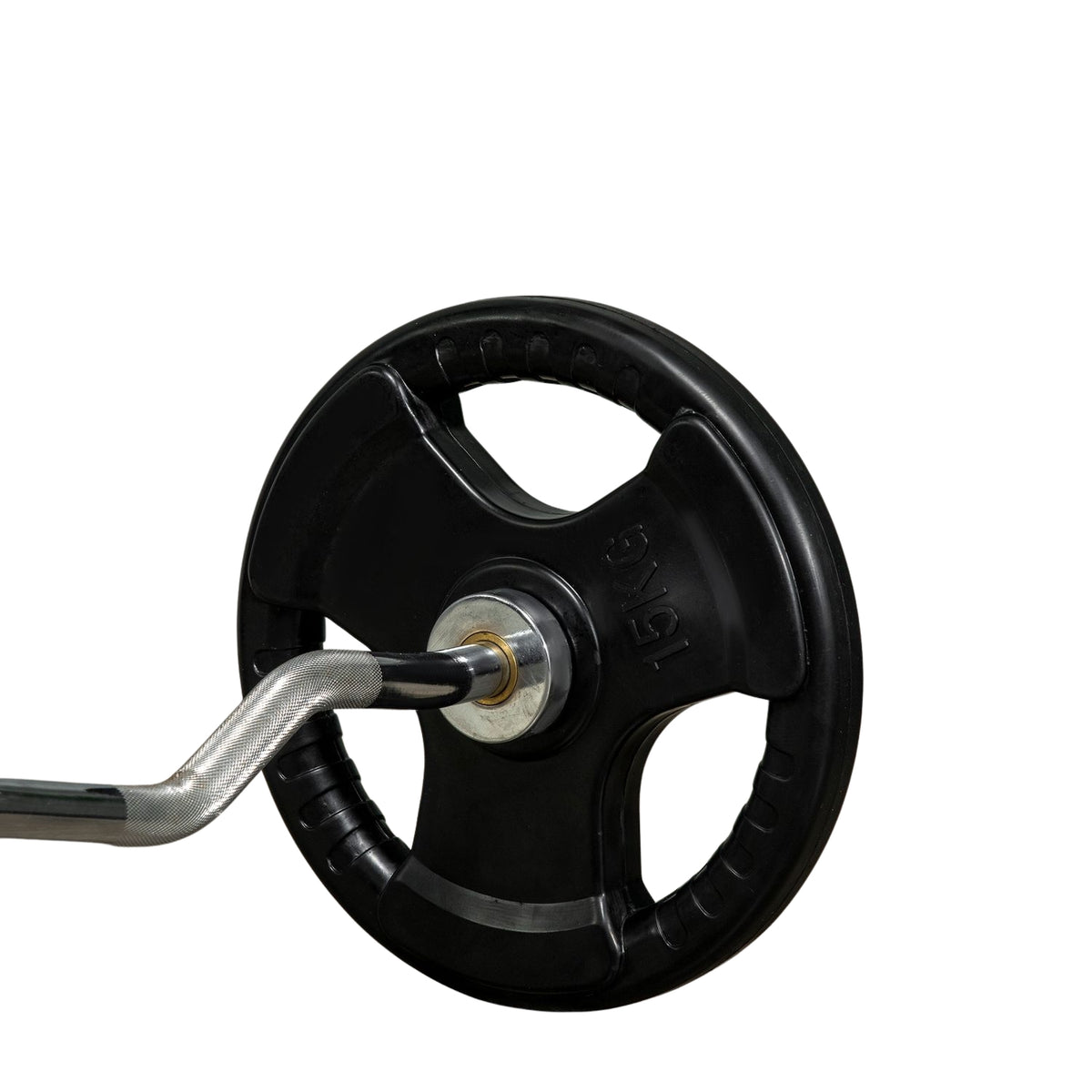 Weight Plates Set Of 2 Tri-Grip 2 X 15 Kg Rubberized Olympic Plates, Floor-Friendly, 5 Cm Bore, Three Handles, Strength Training