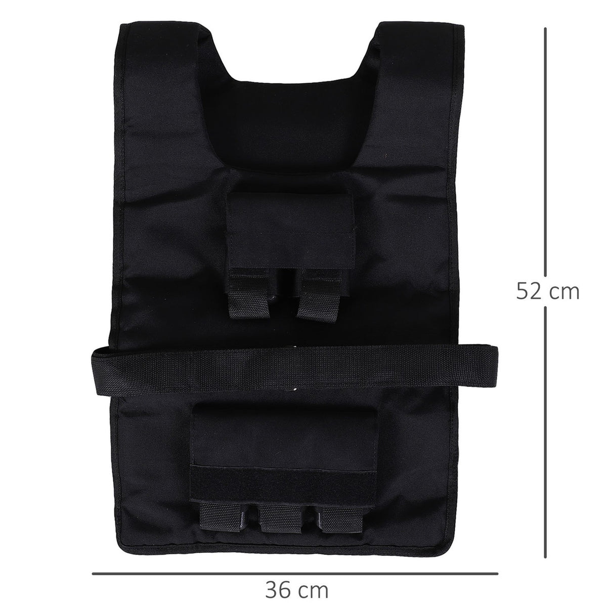 Weight vest 20 kg adjustable training vest for strength training and fitness, Oxford material, black 36 x 52 cm