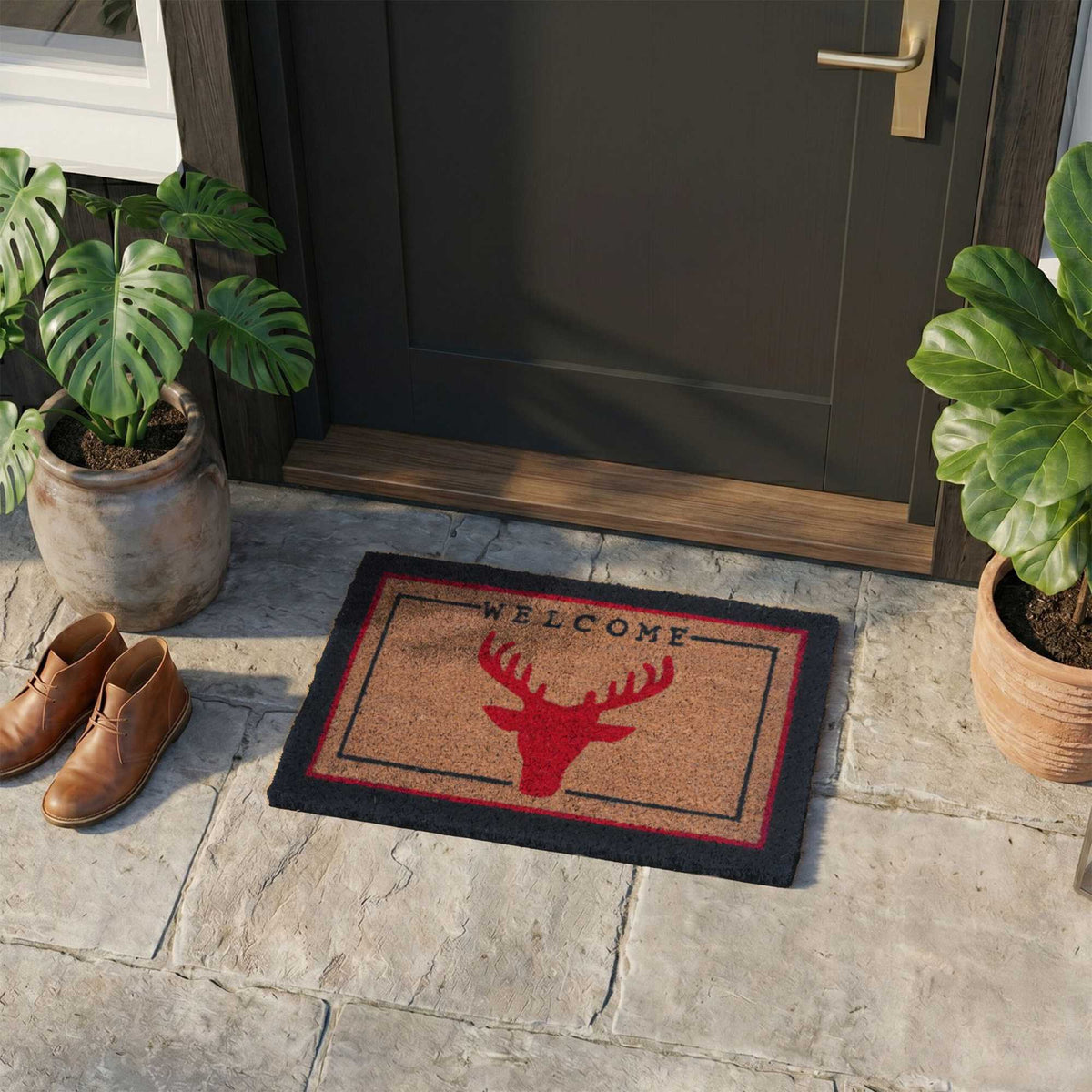 Welcome Coir Doormat, Non-Slip, 60x40 cm