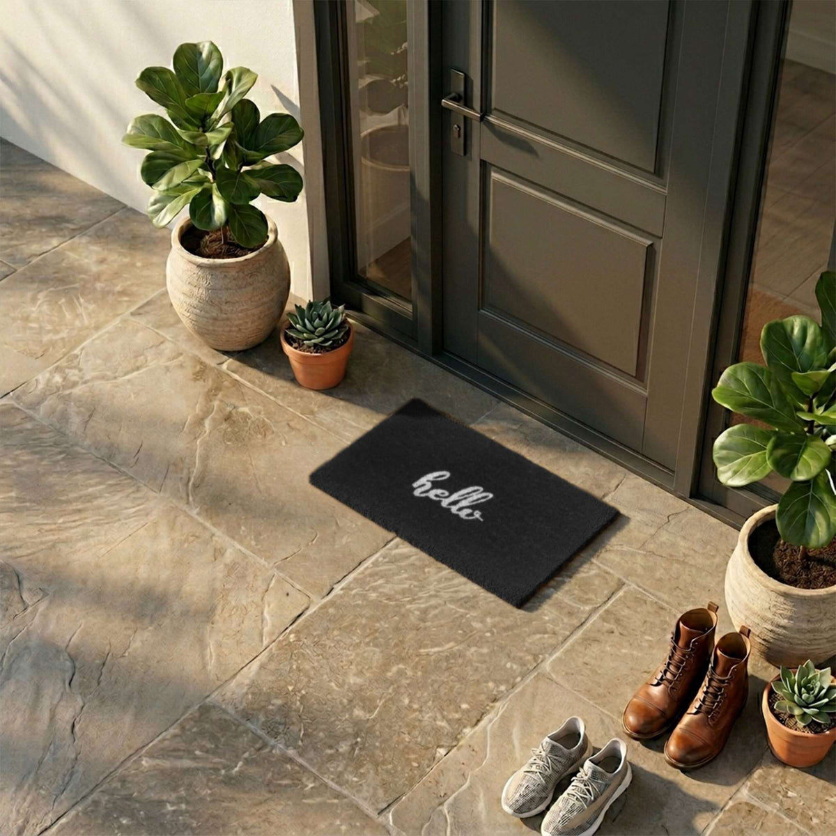 Welcome Coir Doormat, Non-Slip, 60x40 cm