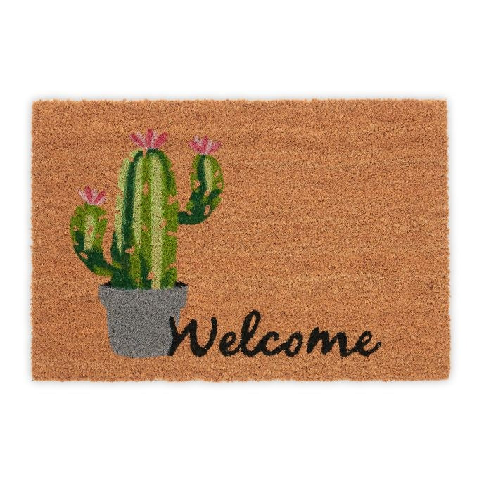 Welcome & Cactus doormat in coconut