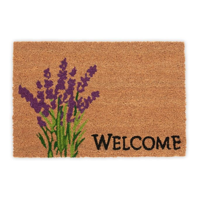 Welcome & Lavender door mat in coconut