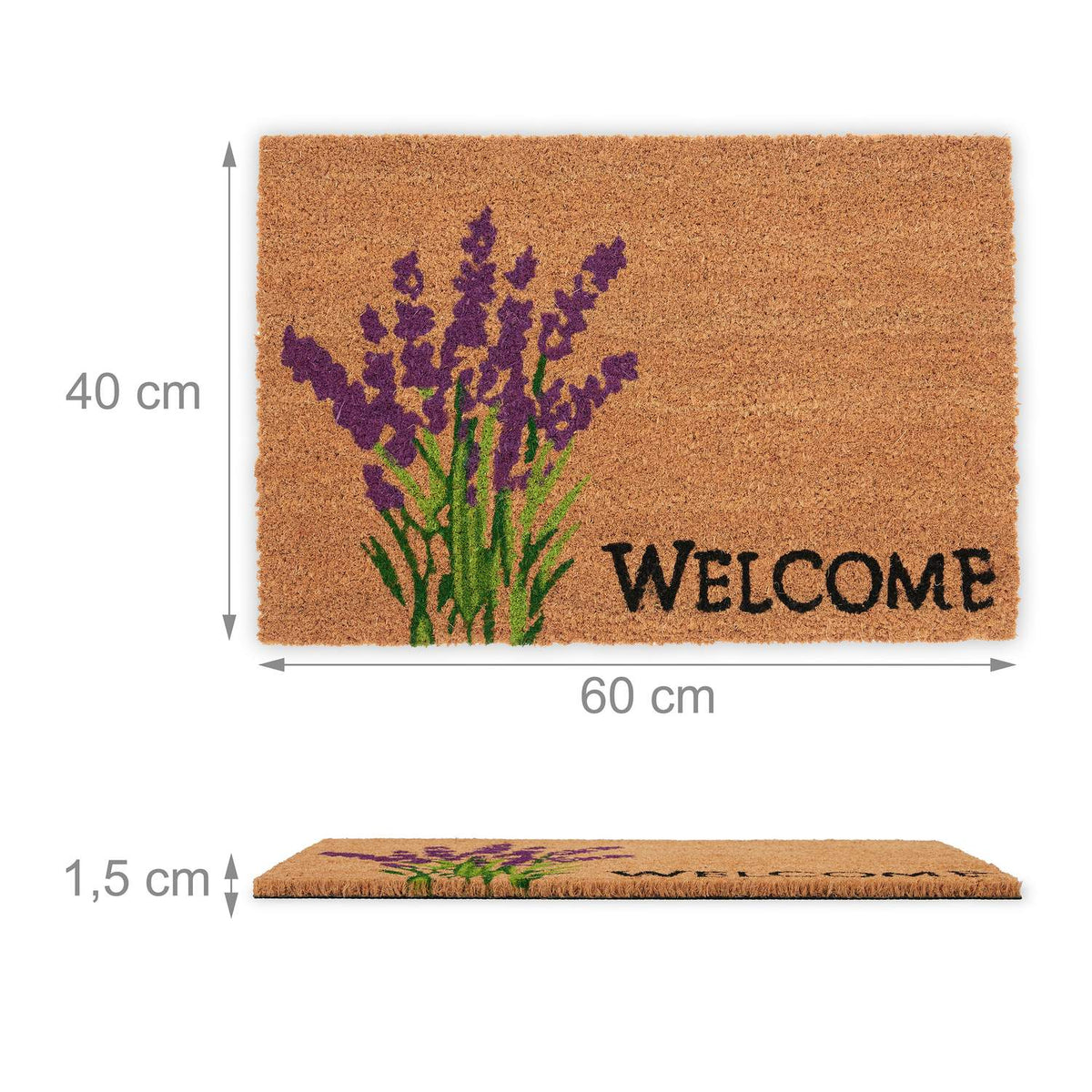 Welcome & Lavender door mat in coconut