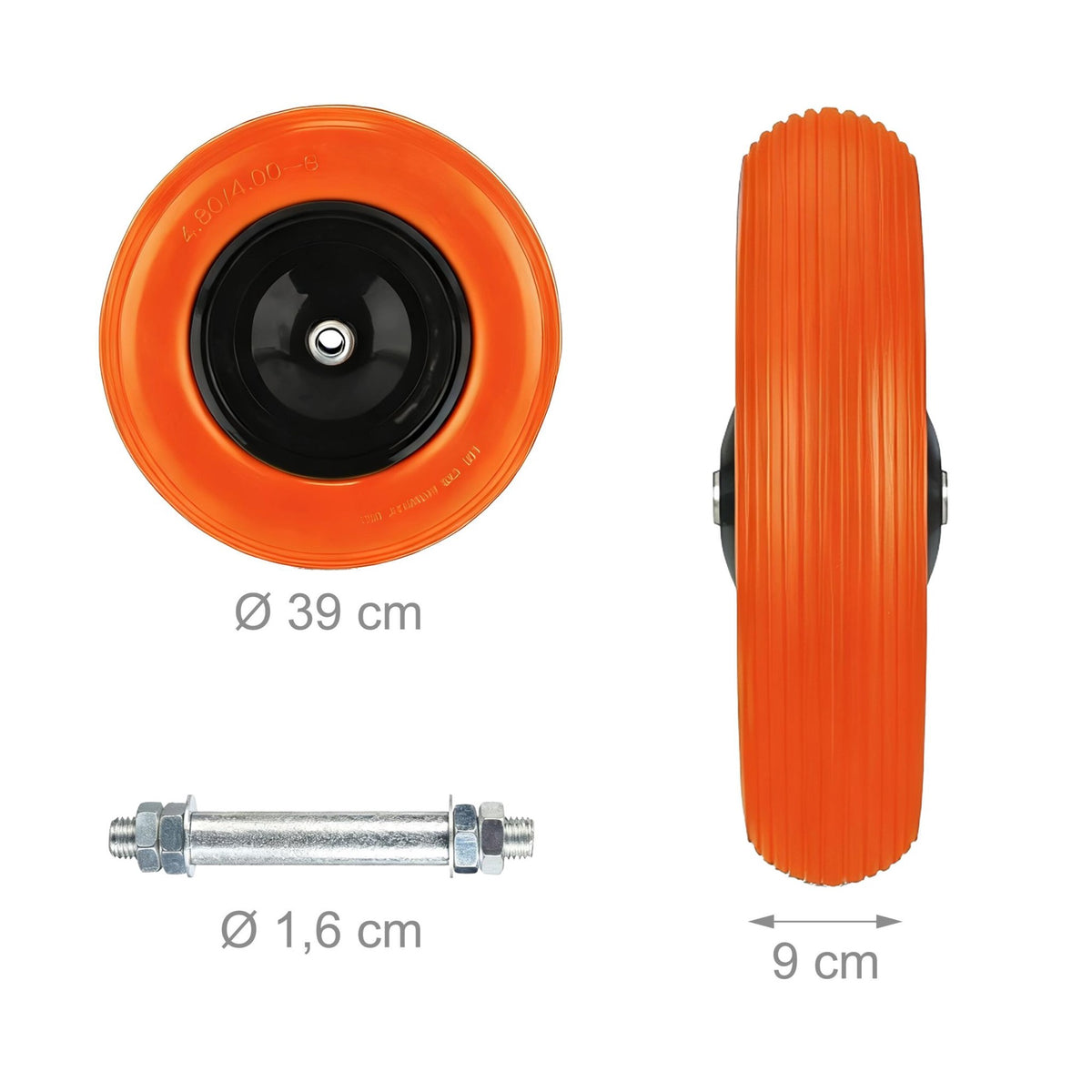 Wheelbarrow Wheel 4.00-8 Solid Rubber, Puncture-Proof