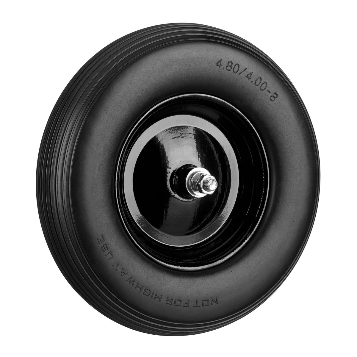 Wheelbarrow wheel made of solid rubber with axle