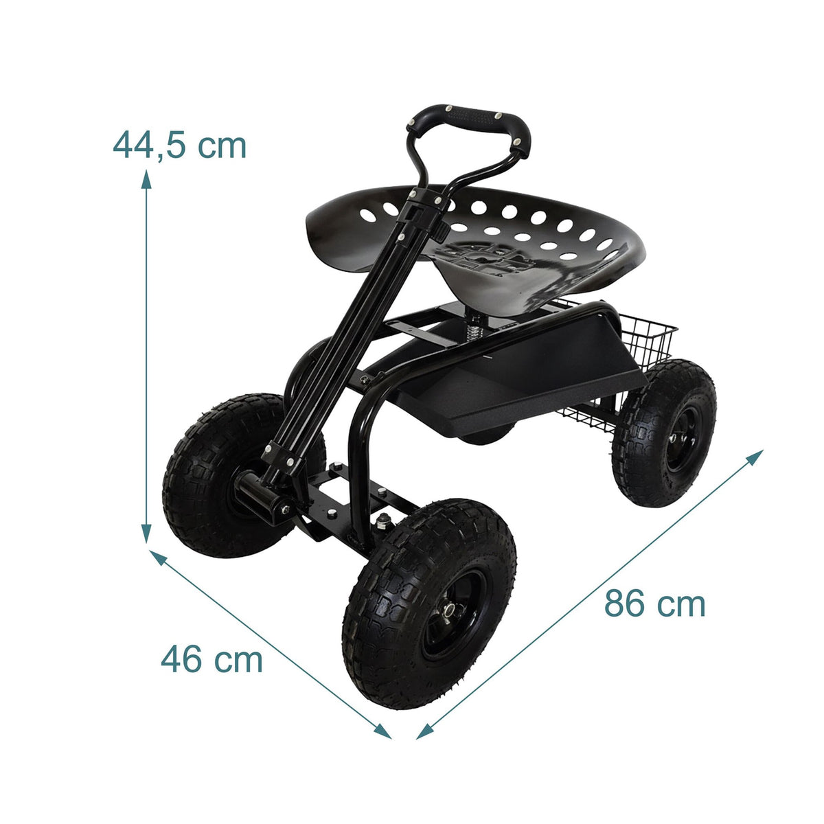 Wheeled Garden Seat with Storage and Adjustable Height