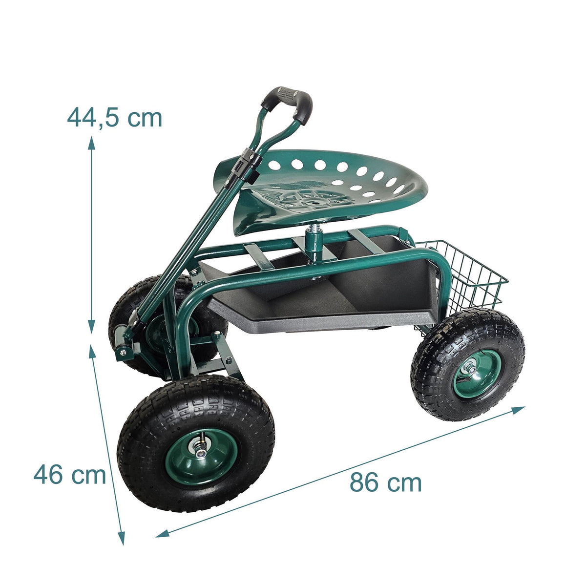 Wheeled Garden Seat with Storage and Adjustable Height
